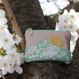 Porte-monnaie Fuji-san – rose / sakura & vert