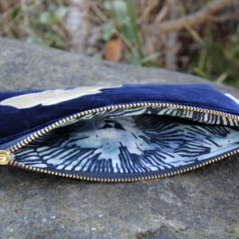 Pochette Ginkgo – velours bleu nuit