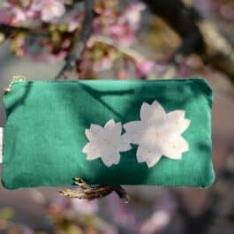 Pochette Sakura – velours vert