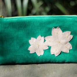 Pochette Sakura – velours vert